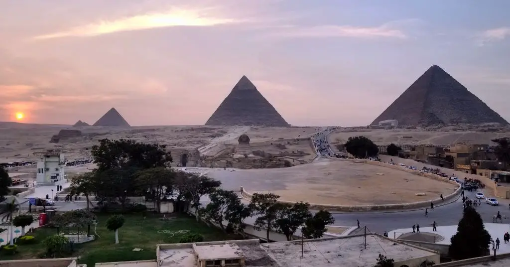 Pyramids of Giza view from hotel
