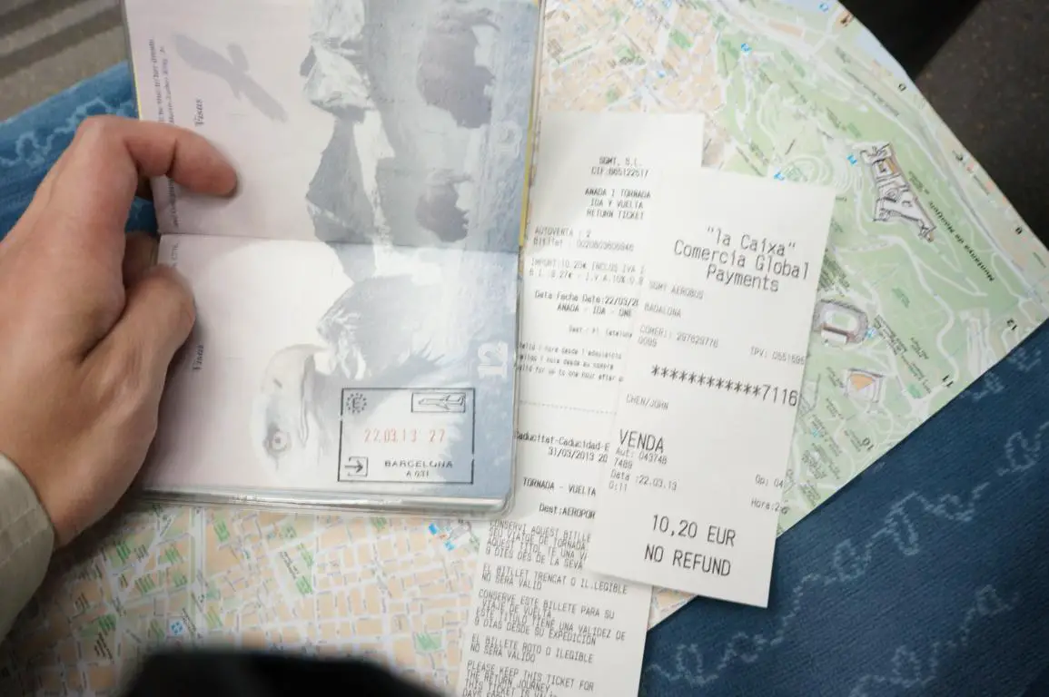 European Visa Stamp with Aerobus tickets