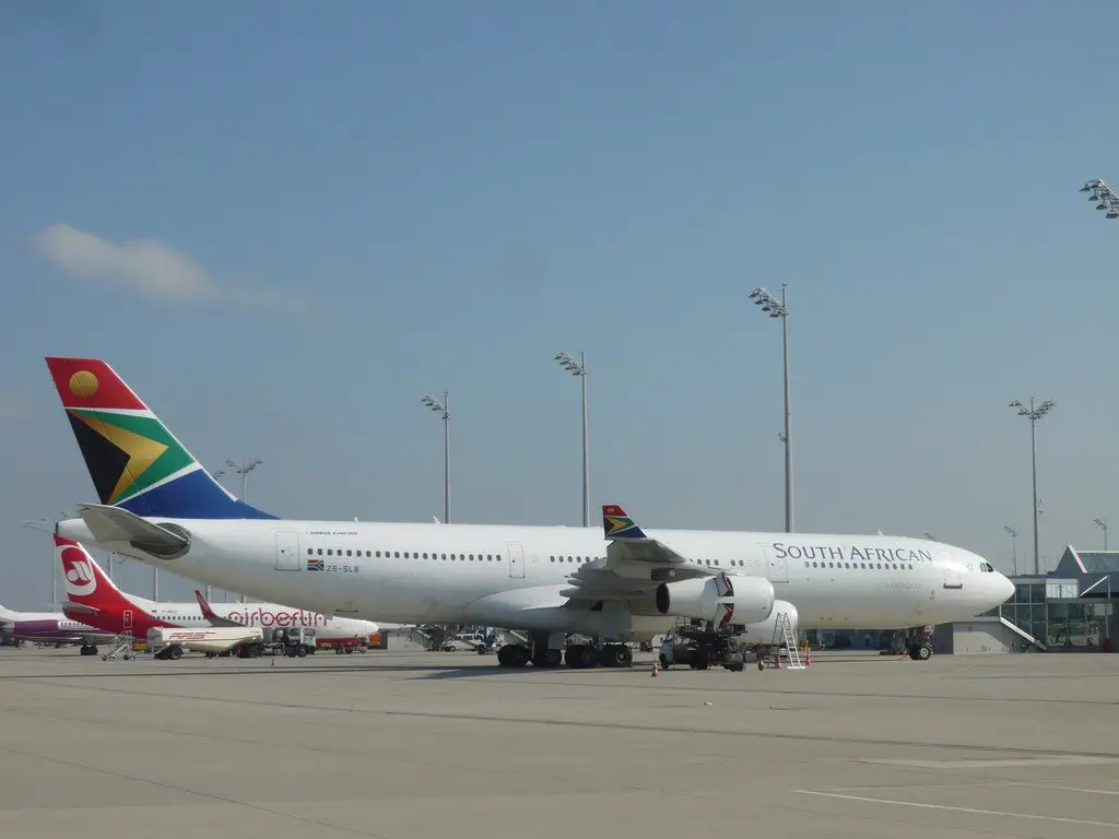 The SA Airways Jet. Only airline that flies direct from the US to SA.