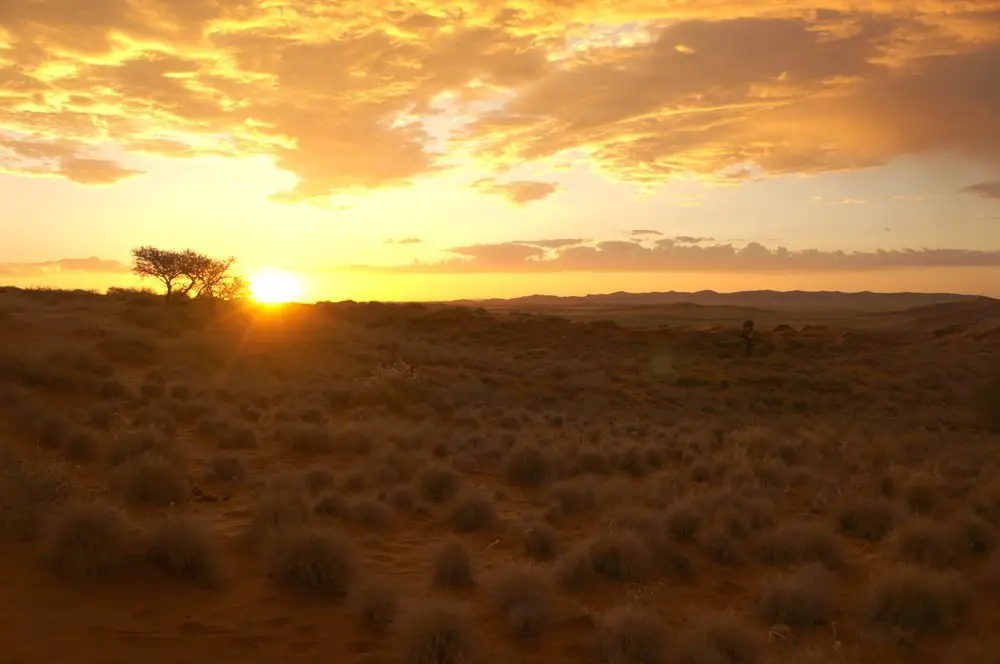 Amazing sunset over the Namibian landscape.