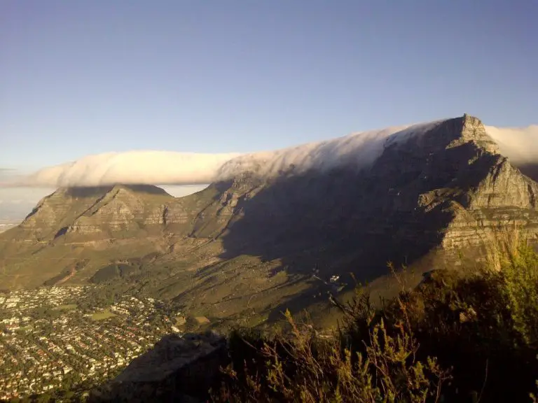 table mountain with clouds