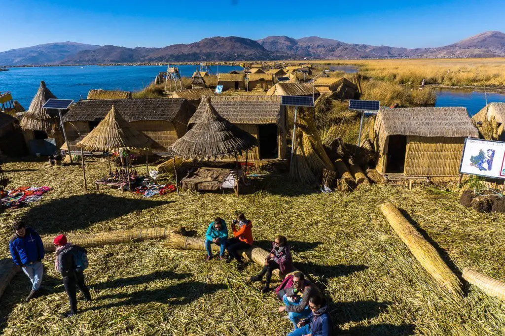 Uros people floating islands lake titicaca puno copacabana
