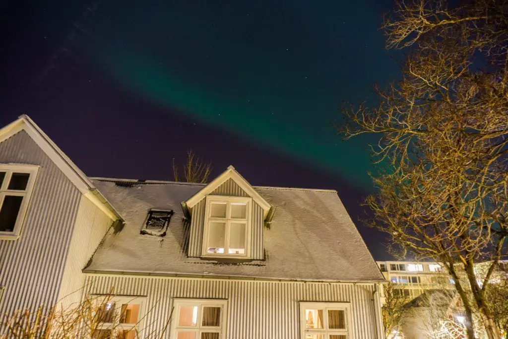 watching the northern lights from apartment in reykjavik