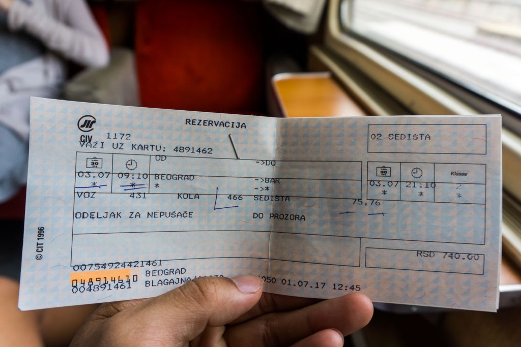 train ticket serbia to montenegro