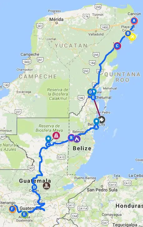 Mexico Belize guatemala Travel Itinerary