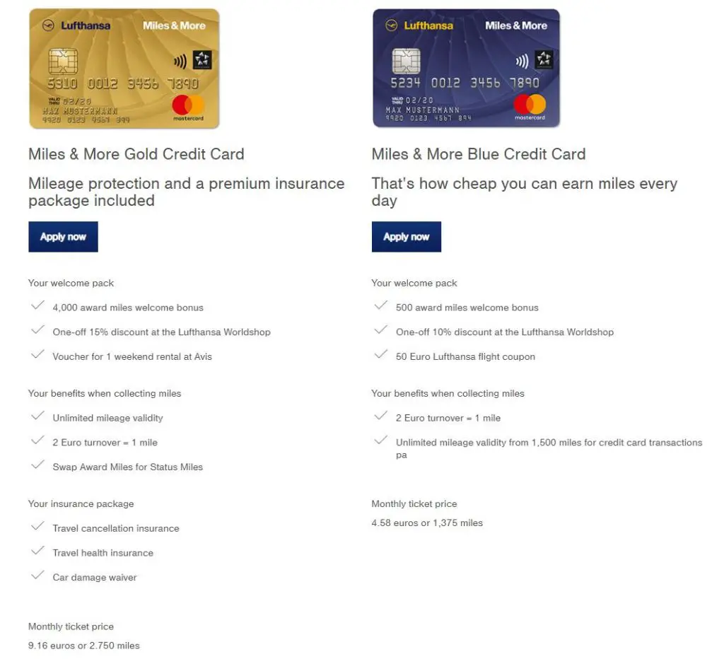 Lufthansa credit cards germany