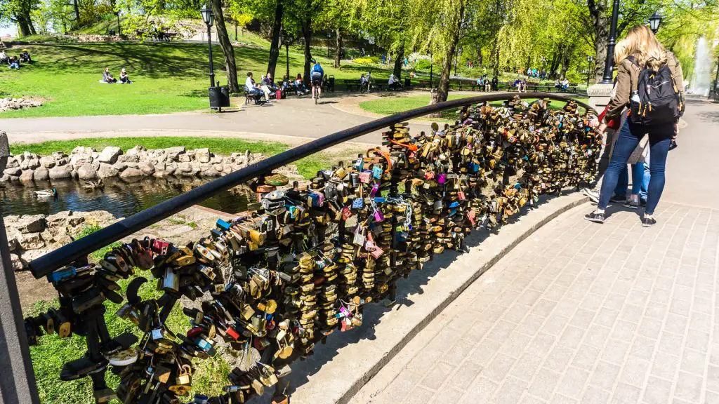The Love Lock bridge in Riga