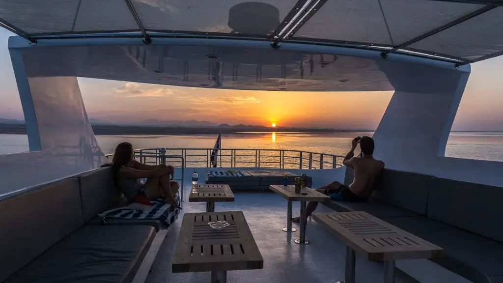 Sunset views off the boat samira discovery liveaboard egypt