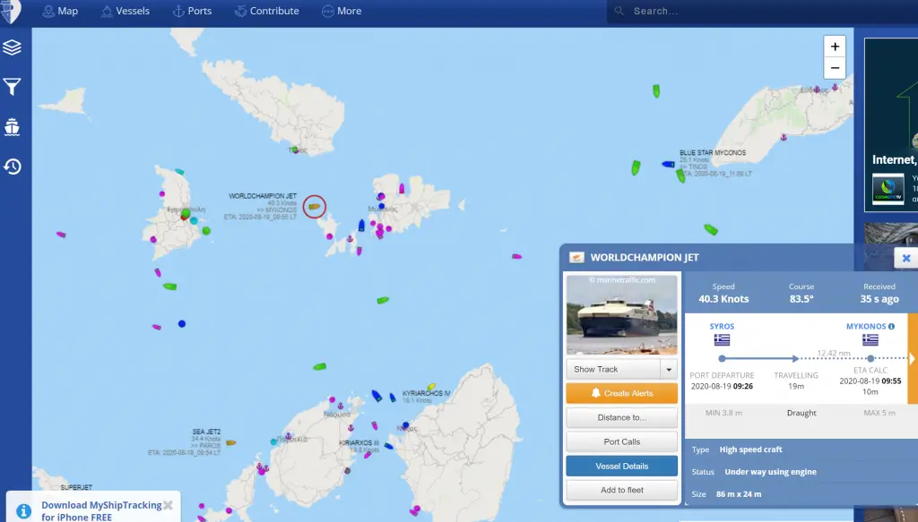 ship tracking greece