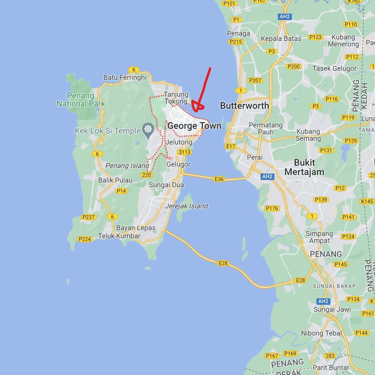 map of penang and george town 