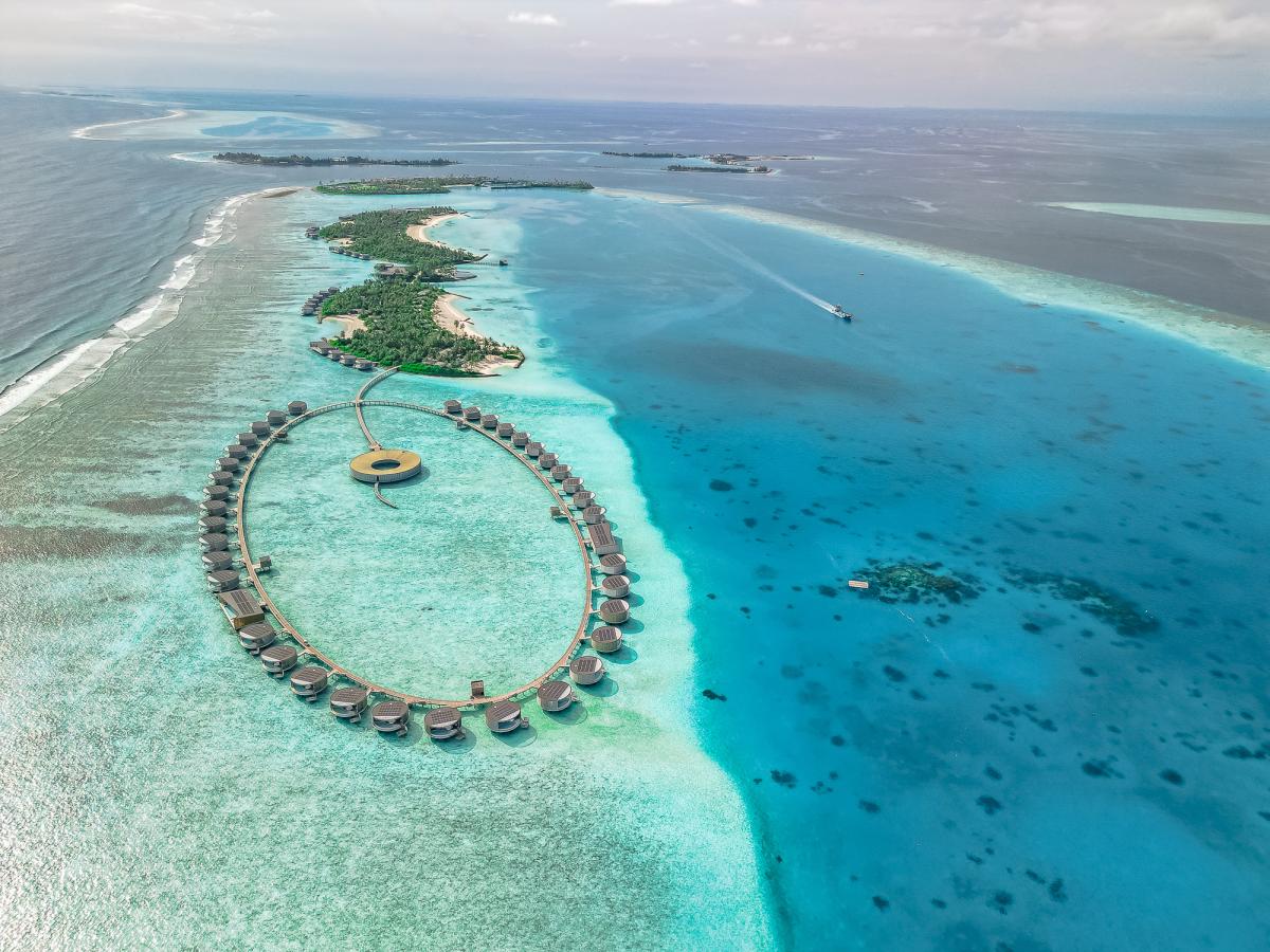 Ritz Carlton maldives aerial drone photo