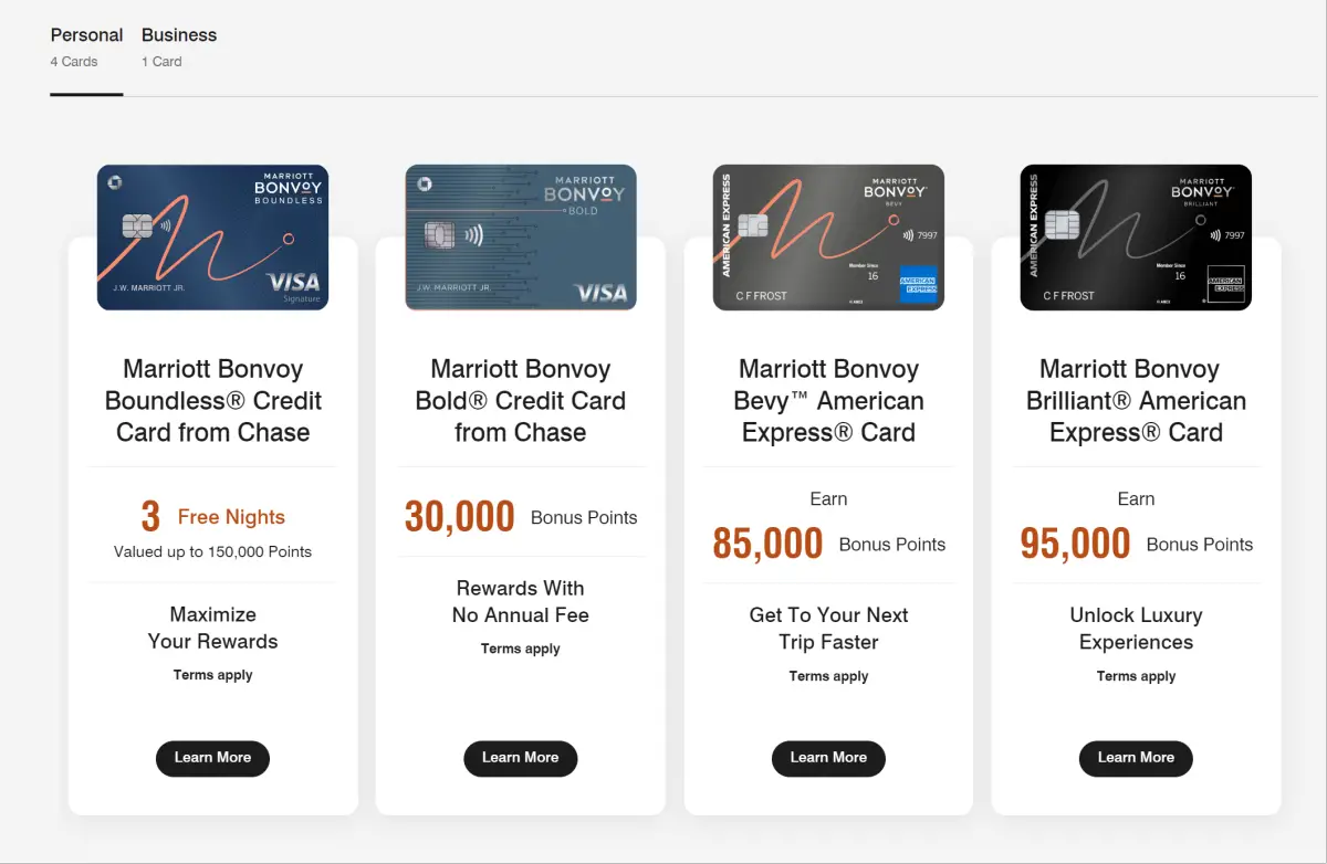 marriott bonvoy credit cards