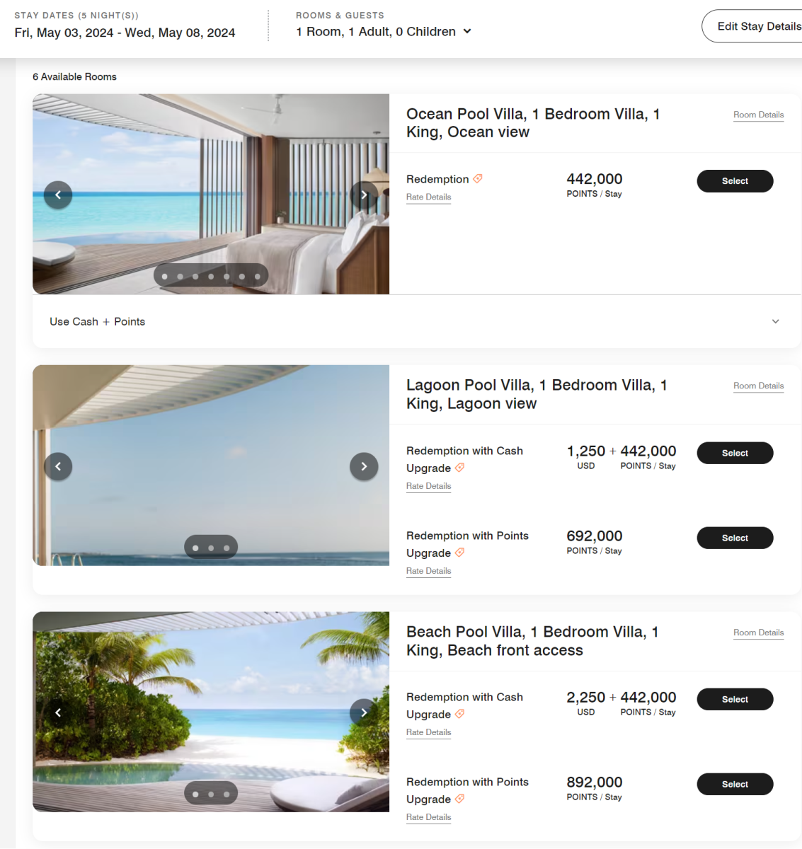 Booking Ritz Carlton Maldives on points