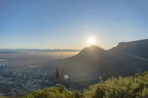 Table Mountain view from Lion's Head sunrise hike in Cape Town