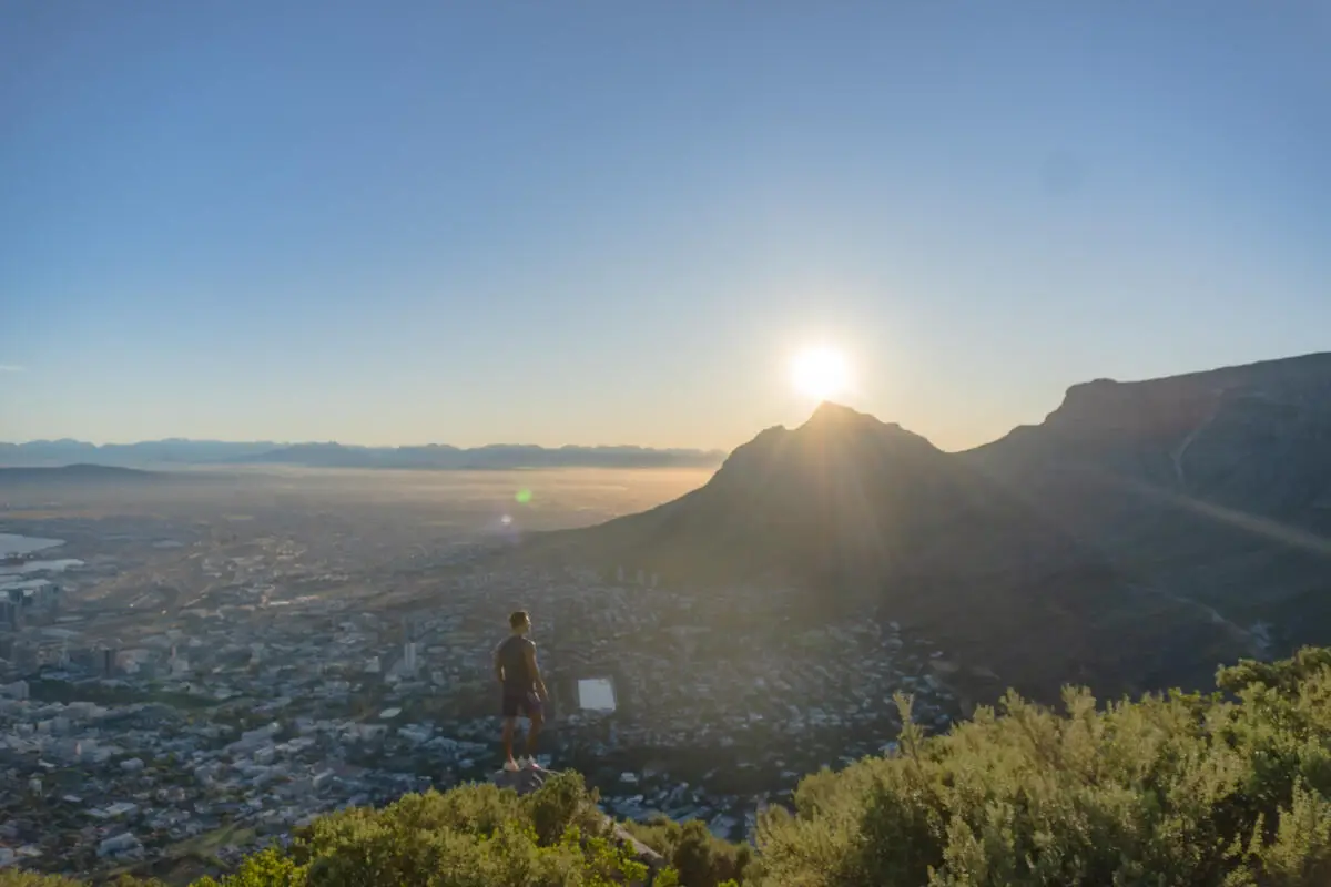 Table  Mountain view from Lion's Head sunrise hike in Cape Town