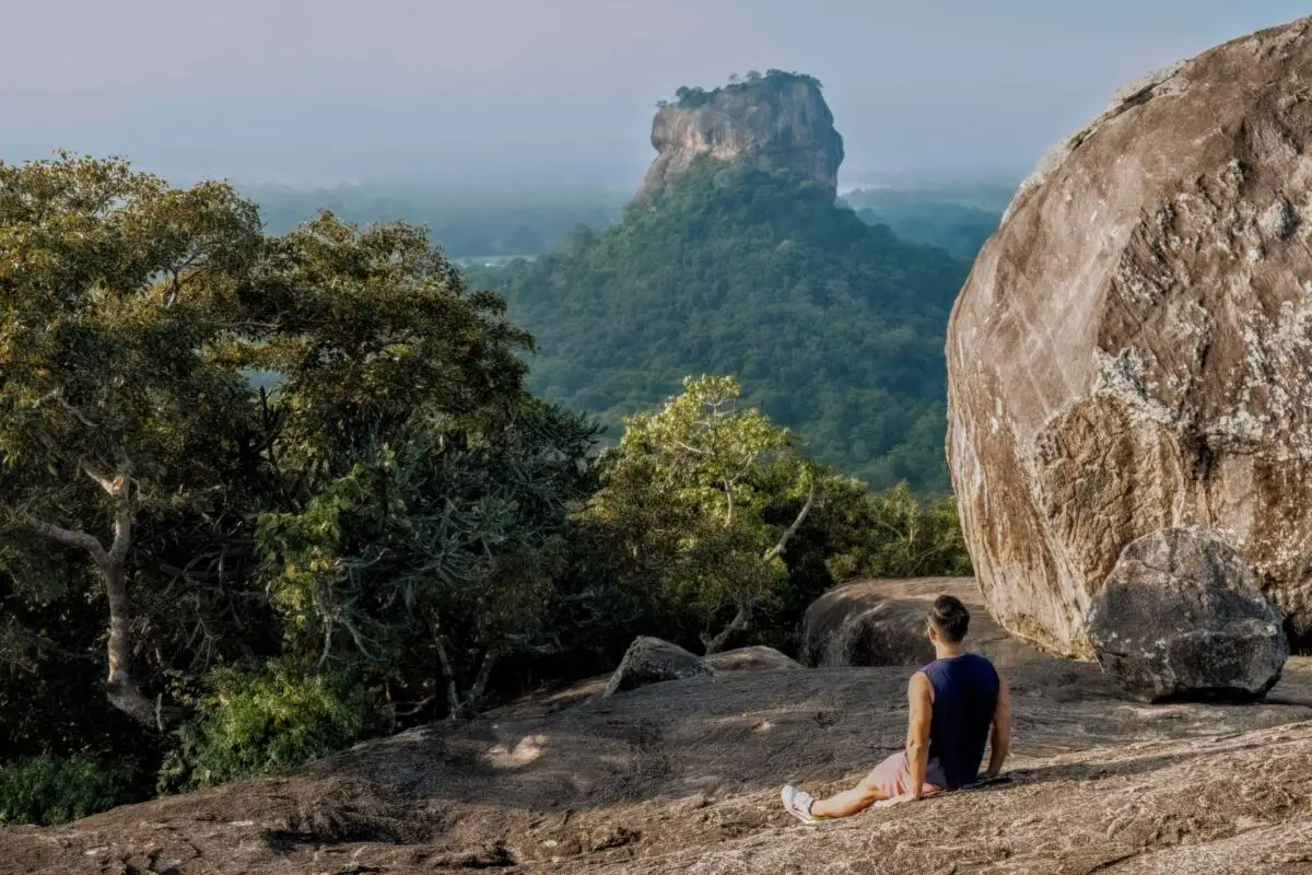 Sigiriya rock view from Pidarangula rock